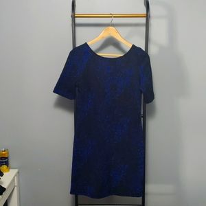 Bongo bodycon dress dark blue black lace, low back, large, just above the knee
